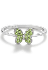 elegant sterling silver butterfly light green cubic zirconia birthstone baby ring